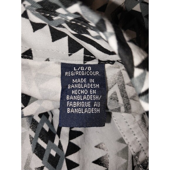 Wrangler Western Shirt Men's Large Blue Black Pearl Snap Aztec Print - Picture 6 of 8